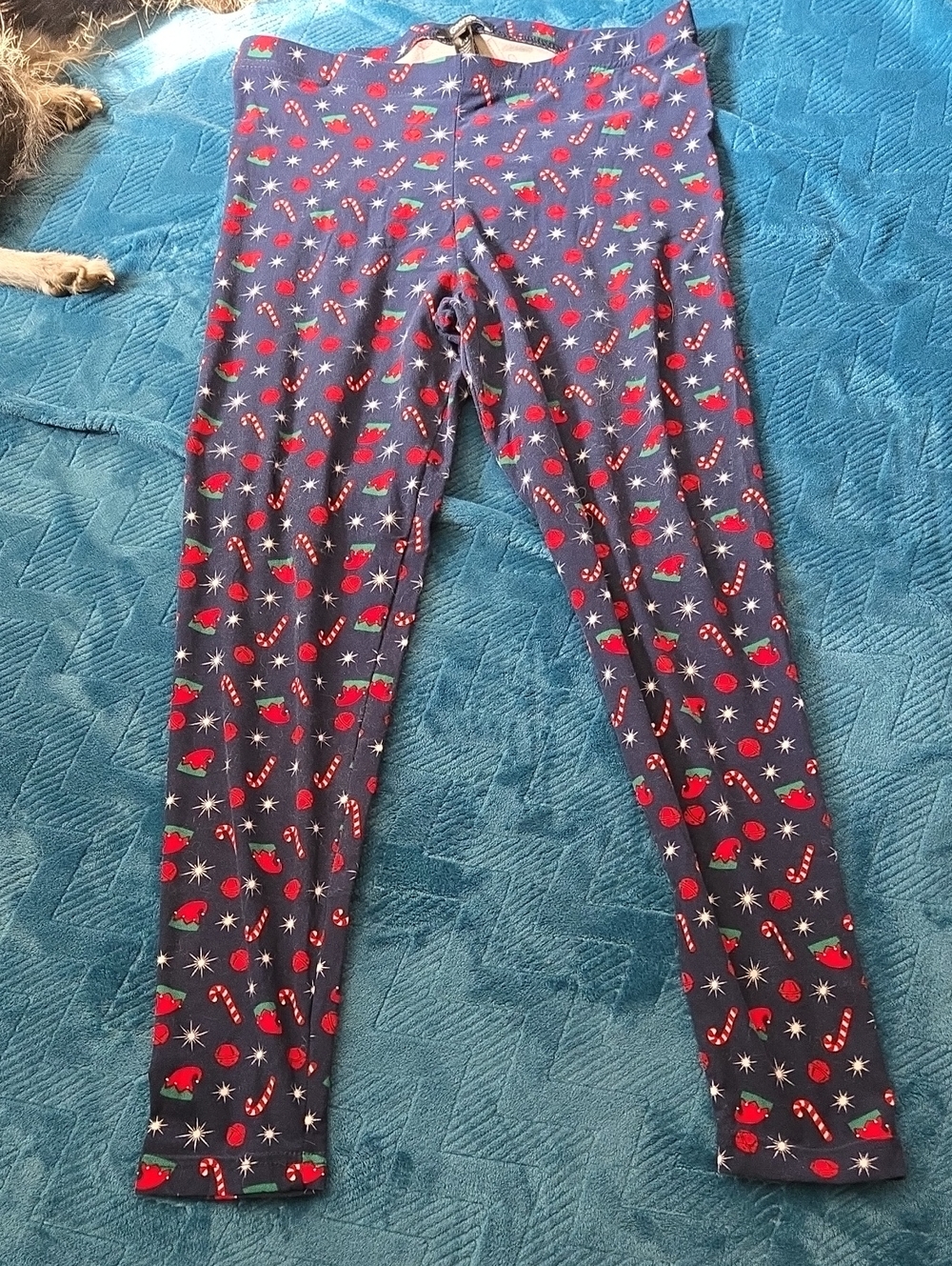 3/$20 George Navy Leggings with Red & White Holiday Print